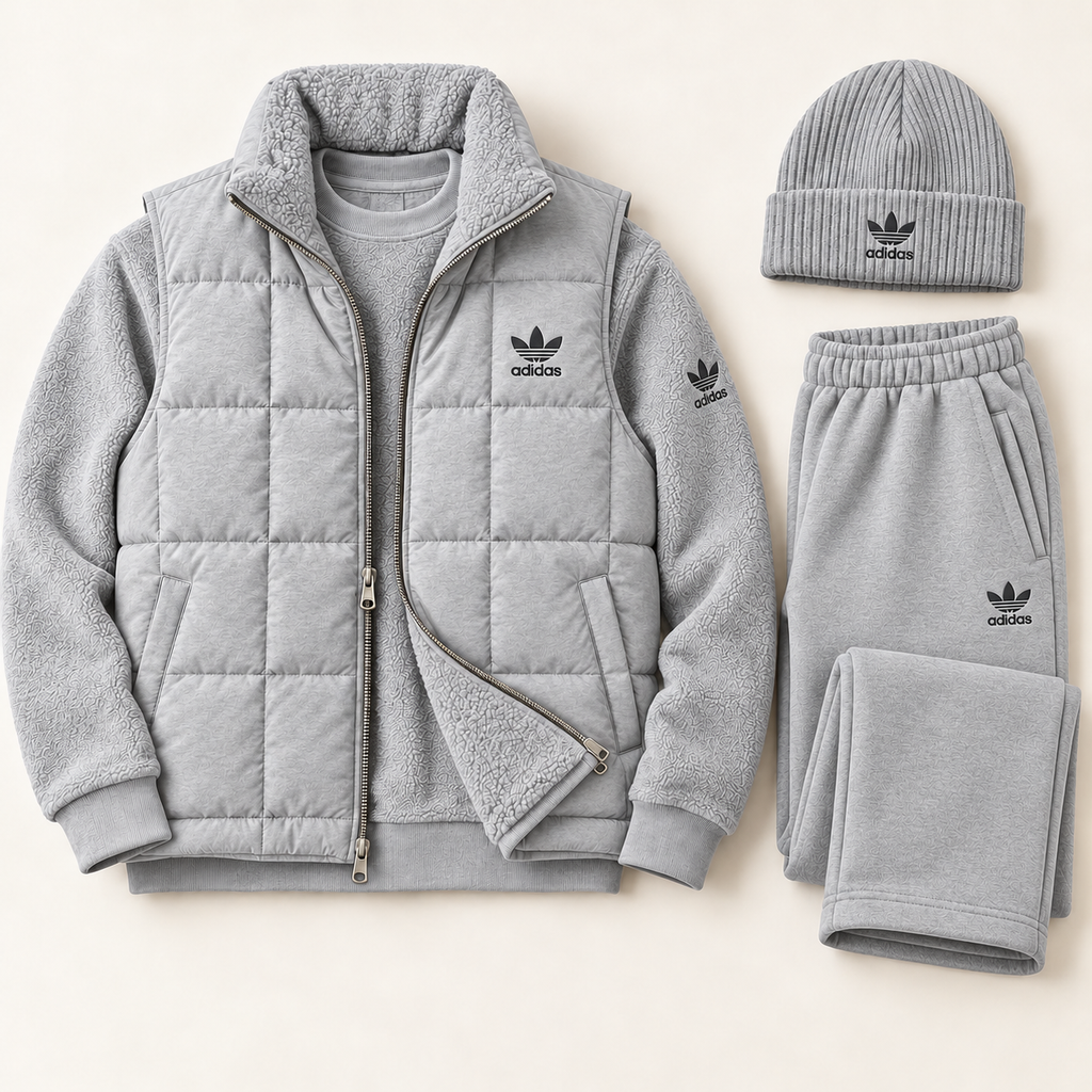 Originals Navy Fleece & Puffer Vest Tracksuit Set with Beanie