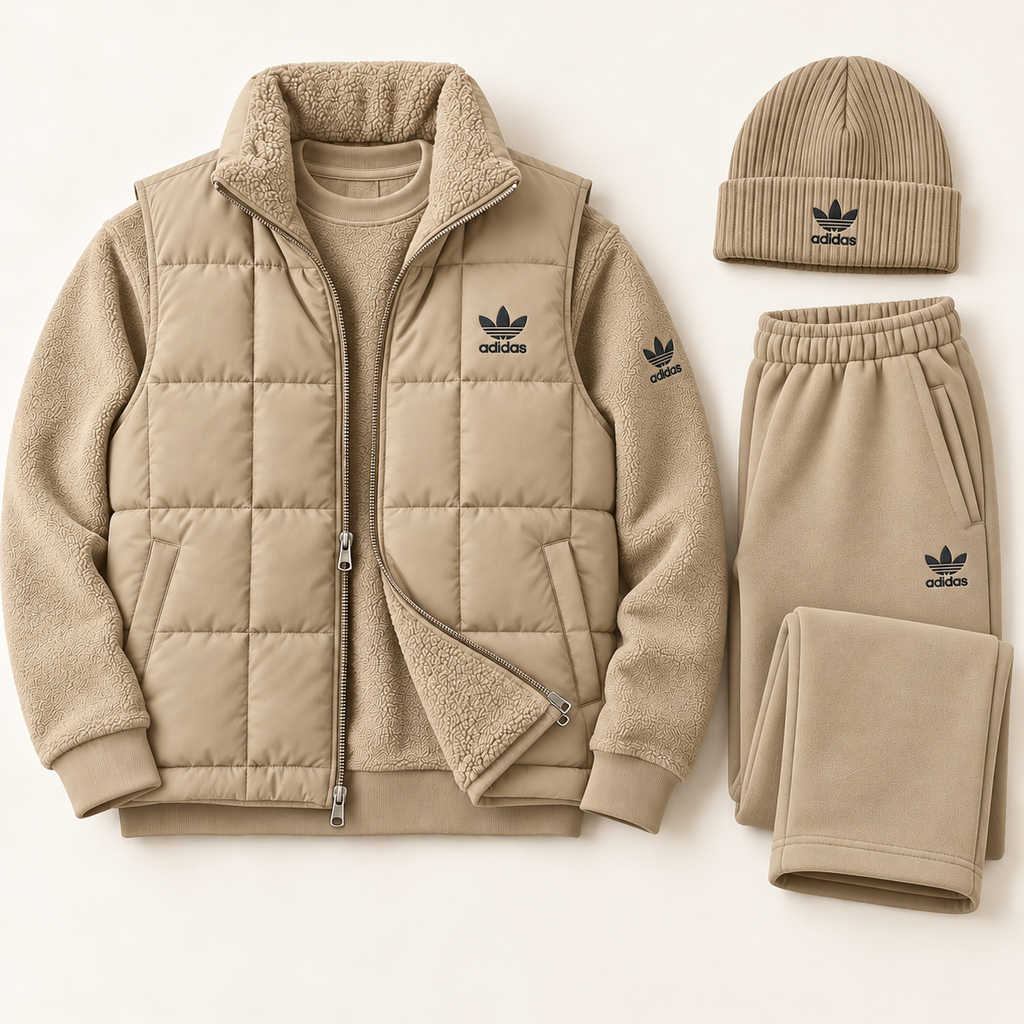 Originals Navy Fleece & Puffer Vest Tracksuit Set with Beanie