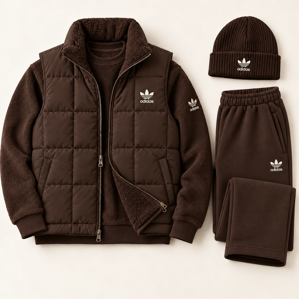 Originals Navy Fleece & Puffer Vest Tracksuit Set with Beanie
