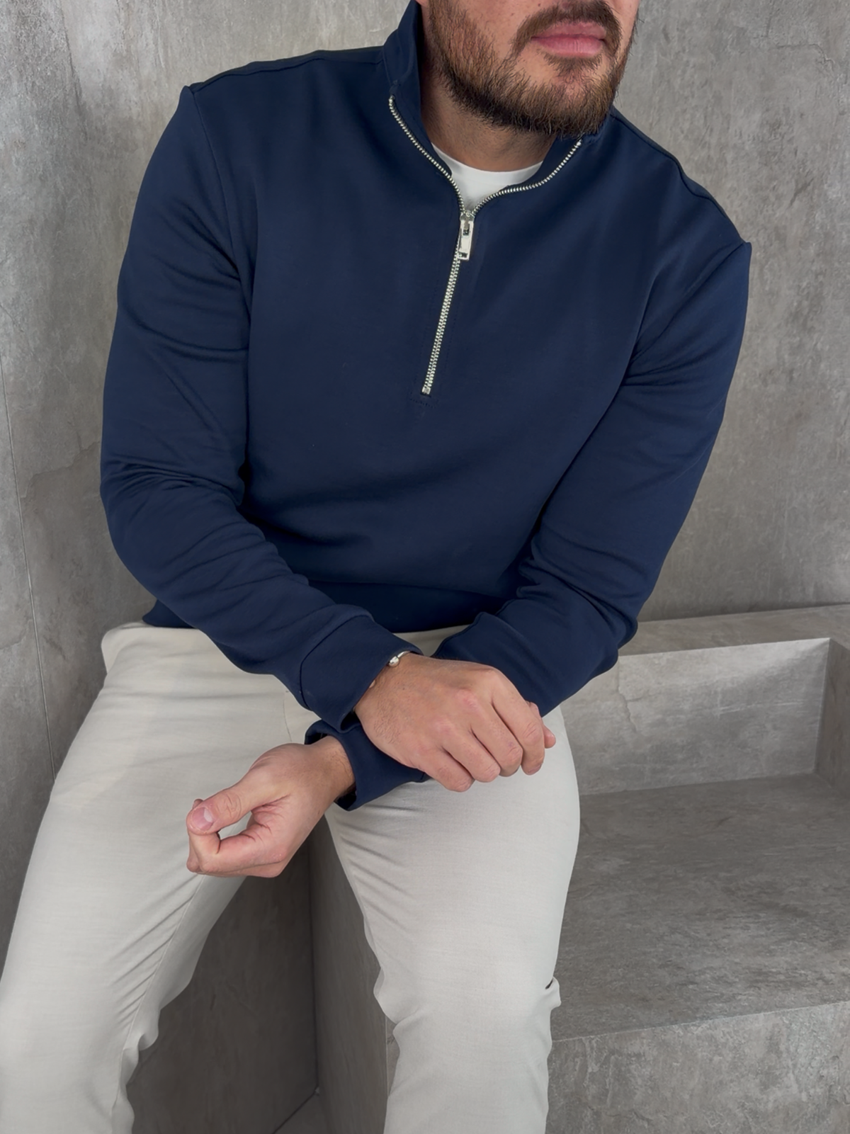 Jersey Interlock Half Zip Jumper
