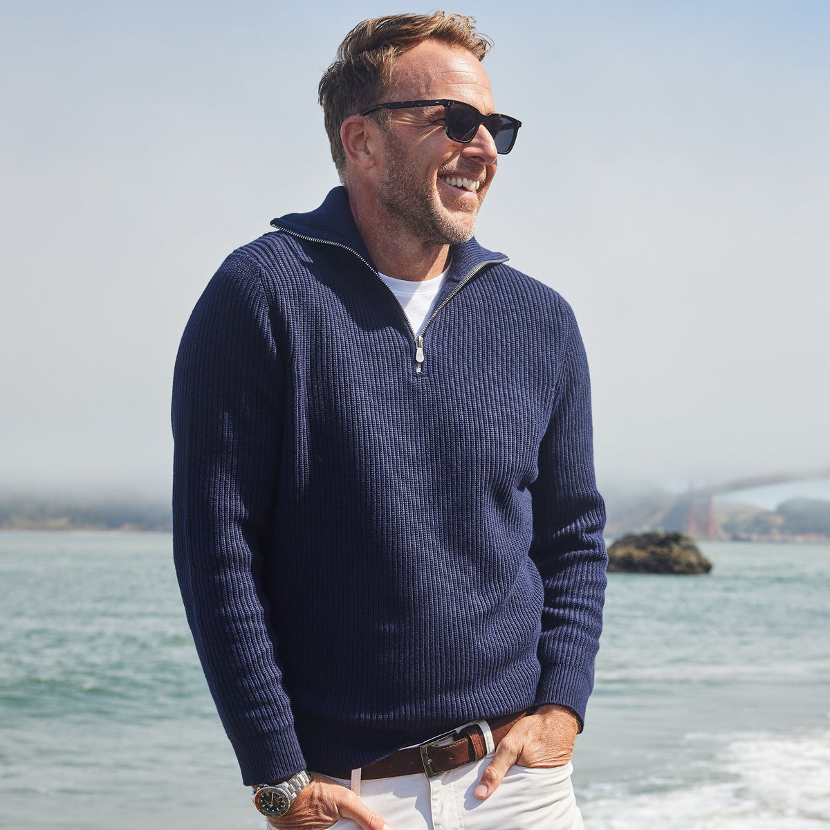 Pacific Quarter Zip Sweater Navy